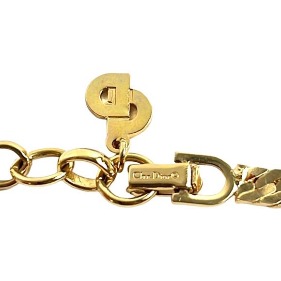 Vintage Christian Dior Purple Rhinestone and Gold Tone Chain Necklace - Picture 6 of 10